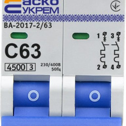 Модульний автоматичний вимикач Аско-Укрем ВА-2017/C 2р 63А (A0010170018)