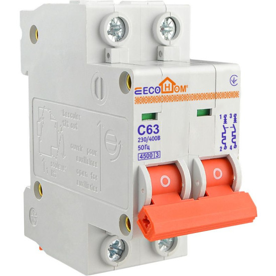 Автоматичний вимикач ECOHOME ECO 2p 63A С (ECO010020009)