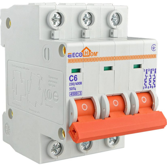Автоматичний вимикач ECOHOME ECO 3p 6A С (ECO010030001)