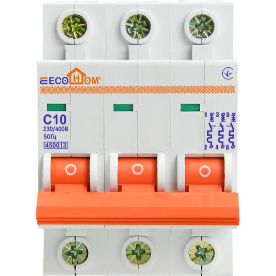 Автоматичний вимикач ECOHOME ECO 3p 10A С (ECO010030002)
