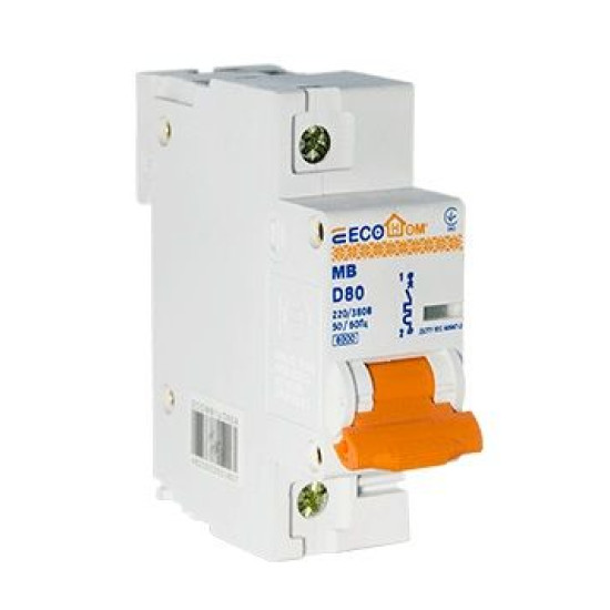 Автоматичний вимикач ECOHOME ECO MB 1p 80A D (ECO070010001)
