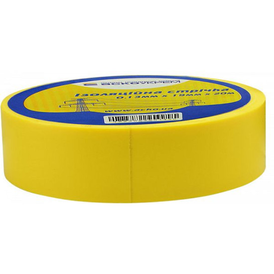 Ізоляційна стрічка Аско-Укрем 0,13x19мм/20м жовта (A0150020039)