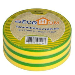 Ізоляційна стрічка ECOHOME ECO 0,11x18мм/18м жовто-зелена (ECO0150020018)