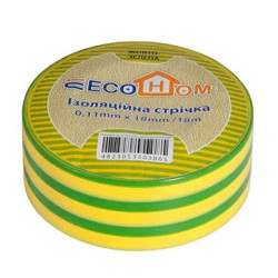 Ізоляційна стрічка ECOHOME ECO 0,11x18мм/18м жовто-зелена (ECO0150020018)