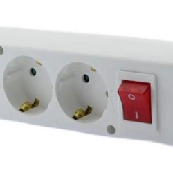 Колодка SEZ GN-370S WS BI на 3 гнізда з заземленням та вимикачем