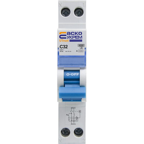 Вимикач диференційного струму Аско-Укрем UTrust 1P+N 32А C 30мА А (A0010210156)