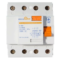 Пристрій захисного відключення ECOHOME 3P+N 40A 30мА (ECO020020004)
