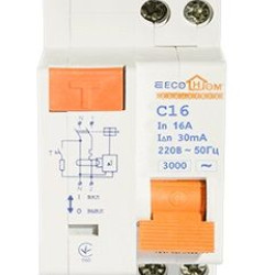Вимикач диференційного струму ECOHOME ДВ 1Р+N 20A 30мА (ECO030010002)