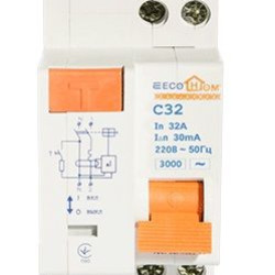 Вимикач диференційного струму ECOHOME ДВ 1Р+N 32A 30мА (ECO030010004)