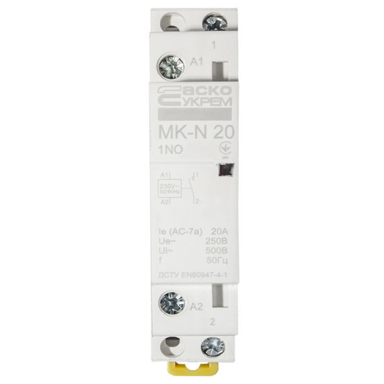 Модульний контактор Аско-Укрем MK-N 1P 20A 1NO (A0040030021)
