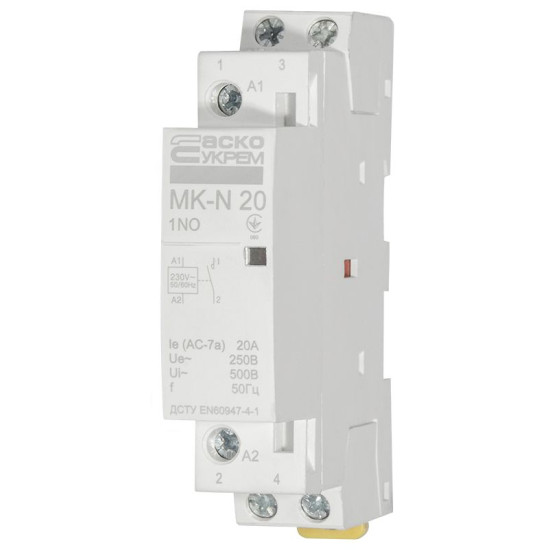 Модульний контактор Аско-Укрем MK-N 1P 20A 1NO (A0040030021)