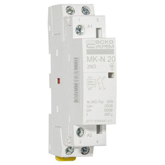Модульний контактор Аско-Укрем MK-N 2P 20A 2NO (A0040030024)