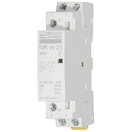 Модульний контактор Аско-Укрем MK-N 2P 25A 2NO (A0040030025)