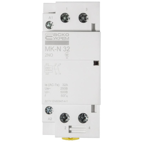 Модульний контактор Аско-Укрем MK-N 2P 32A 2NO (A0040030031)