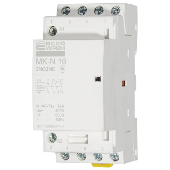 Модульний контактор Аско-Укрем MK-N 4P 16A 2NO+2NC (A0040030028)