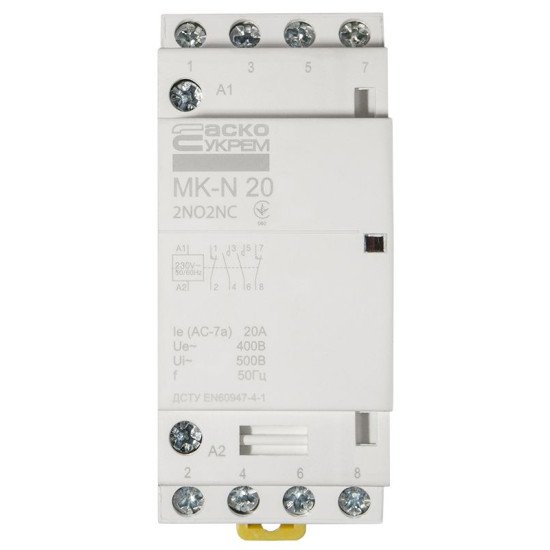 Модульний контактор Аско-Укрем MK-N 4P 20A 2NO+2NC (A0040030029)