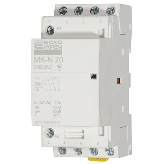 Модульний контактор Аско-Укрем MK-N 4P 20A 2NO+2NC (A0040030029)