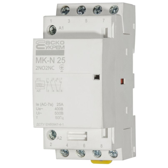 Модульний контактор Аско-Укрем MK-N 4P 25A 2NO+2NC (A0040030030)