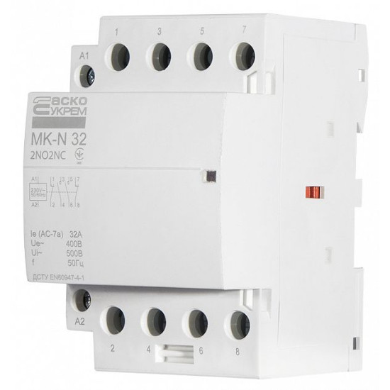 Модульний контактор Аско-Укрем MK-N 4P 32A 2NO+2NC (A0040030035)