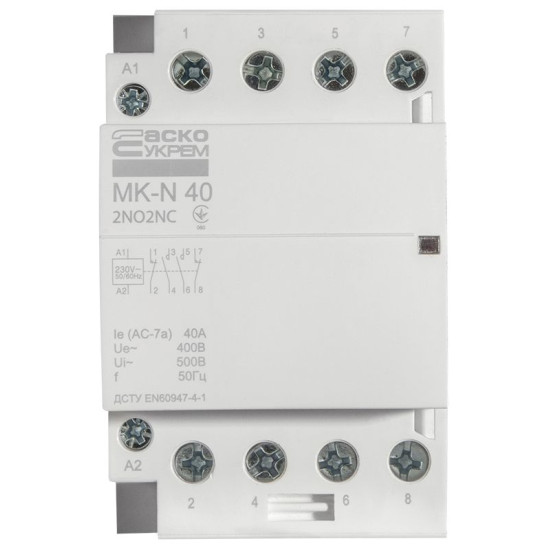 Модульний контактор Аско-Укрем MK-N 4P 40A 2NO+2NC (A0040030036)