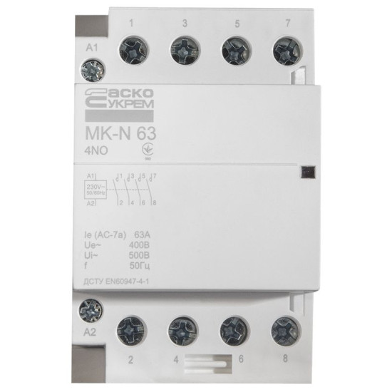 Модульний контактор Аско-Укрем MK-N 4P 63A 4NO (A0040030034)