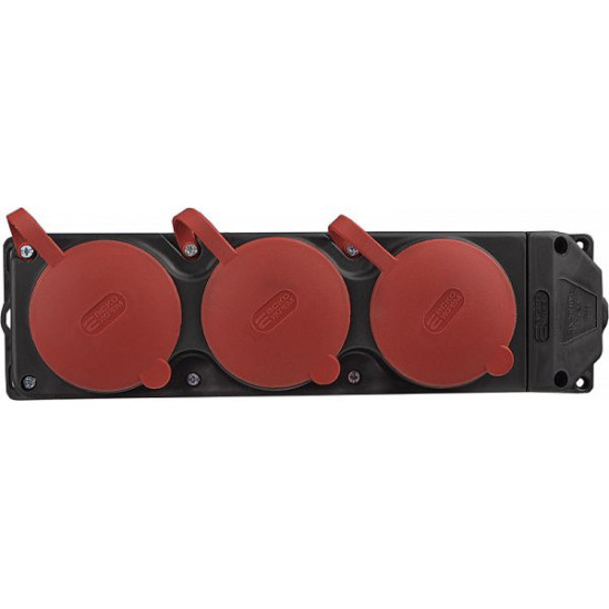 Каучукова колодка Аско-Укрем 3Р+РЕ 3×25А 3-х місна з кришкою (A0250010015)