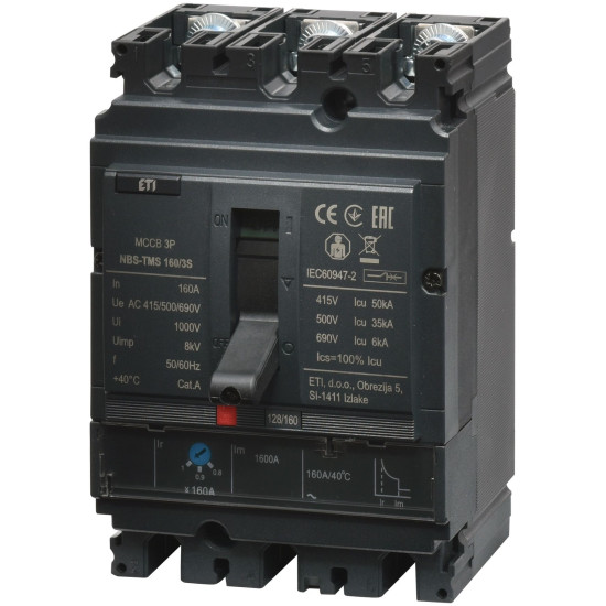 Автоматичний вимикач ETI NBS-TMS 160/3S 3P 160A 50кА (4673029)