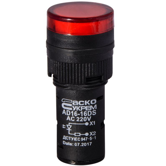 Сигнальна арматура Аско-Укрем AD16-16DS 220В АС червона (A0140030050)