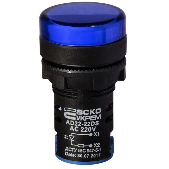 Сигнальна арматура Аско-Укрем AD22-22DS 220В АС синя (A0140030152)