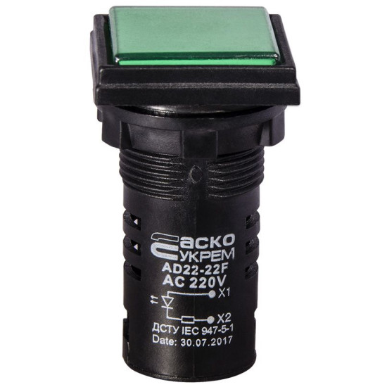 Сигнальна арматура Аско-Укрем AD22-22F 220В АС зелена (A0140030156)