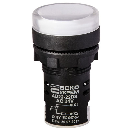 Сигнальна арматура Аско-Укрем AD22-22DS 24В AC/DC біла (A0140030037)