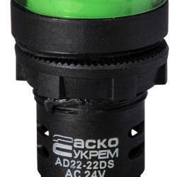 Сигнальна арматура Аско-Укрем AD22-22DS 24В AC/DC зелена (A0140030048)