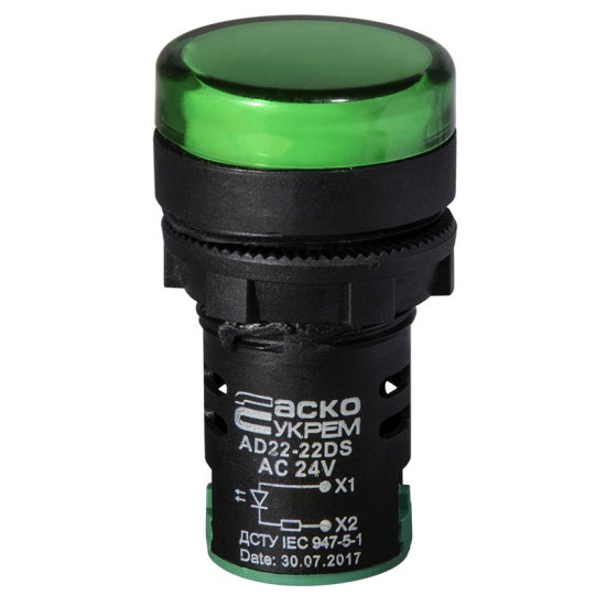 Сигнальна арматура Аско-Укрем AD22-22DS 24В AC/DC зелена (A0140030048)