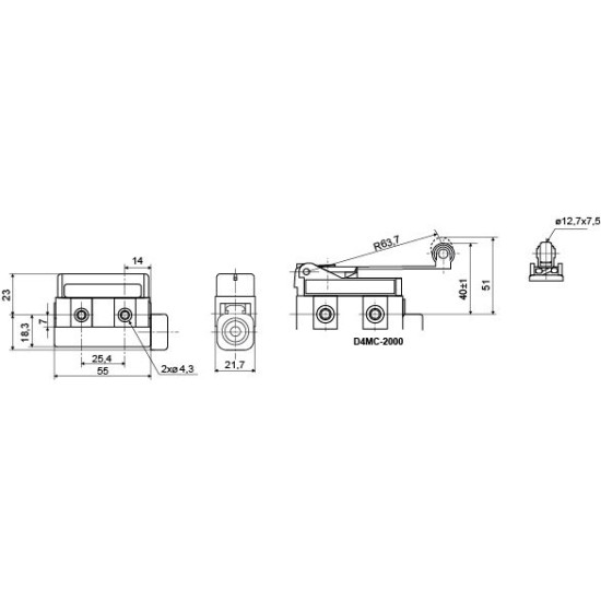 Кінцевий міні-вимикач Аско-Укрем D4MC-2000 (A0050040016)
