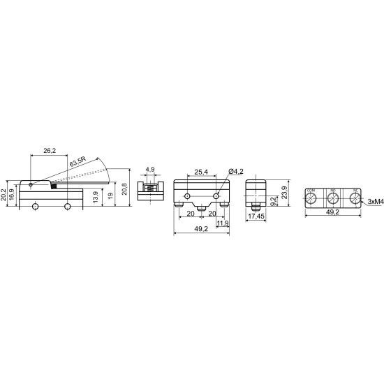 Кінцевий міні-вимикач Аско-Укрем Z-15GW-B (A0050040004)