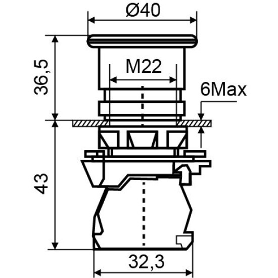 Кнопка-грибок Аско-Укрем TB5-AC42 "Стоп" Ø40мм червона (A0140010168)