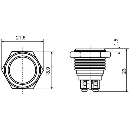 Металева кнопка Аско-Укрем TY 16-211A Scr 1NO (A0140010084)