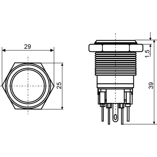 Кнопка Аско-Укрем TYJ 22-271 1NO+1NC 220В з підсвічуванням червона (A0140010133)