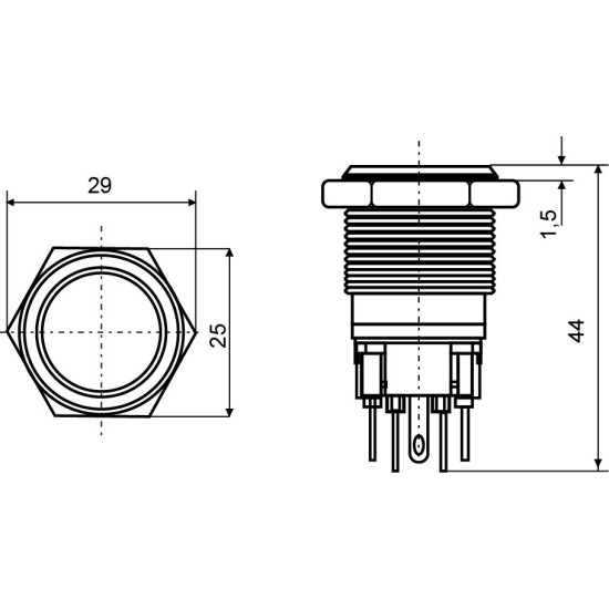 Металева кнопка Аско-Укрем TYJ 22-311 1NO+1NC (A0140010125)