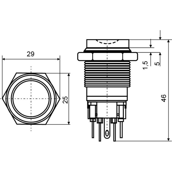 Металева кнопка Аско-Укрем TYJ 22-321 1NO+1NC з фіксацією (A0140010127)