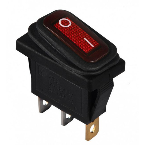 Перемикач Аско-Укрем KCD3-101NW R/B (0-I) IP54 з підсвічуванням червоний (A0140040036)