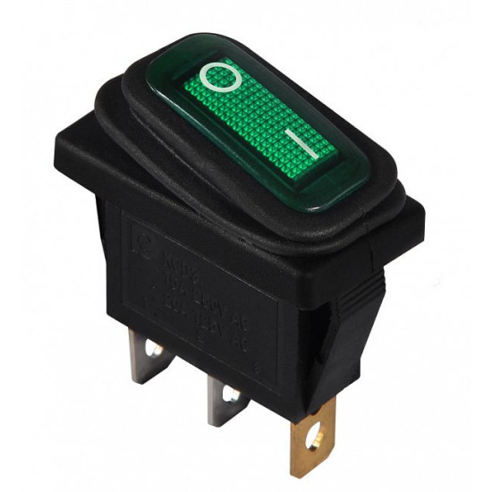 Перемикач Аско-Укрем KCD3-101NW GR/B (0-I) IP54 з підсвічуванням зелений (A0140040035)