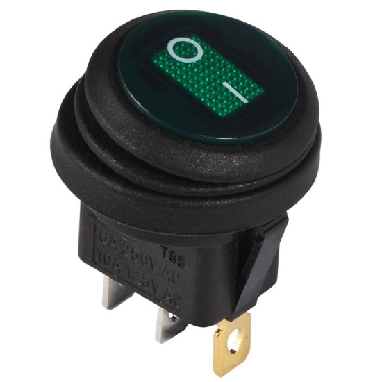 Перемикач Аско-Укрем KCD1-8-101NW GR/B (0-I) IP65 з підсвічуванням круглий зелений (A0140040078)