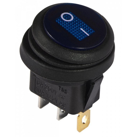 Перемикач Аско-Укрем KCD1-8-101NW BL/B (0-I) IP65 з підсвічуванням круглий синій (A0140040077)