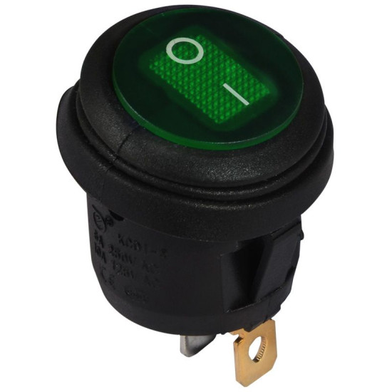 Перемикач Аско-Укрем KCD1-5-101NW GR/B (0-I) IP65 з підсвічуванням круглий зелений (A0140040075)