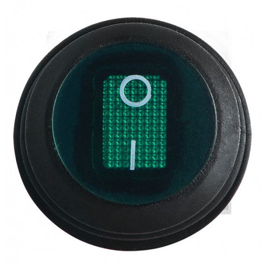 Перемикач Аско-Укрем KCD1-5-101NW GR/B (0-I) IP65 з підсвічуванням круглий зелений (A0140040075)
