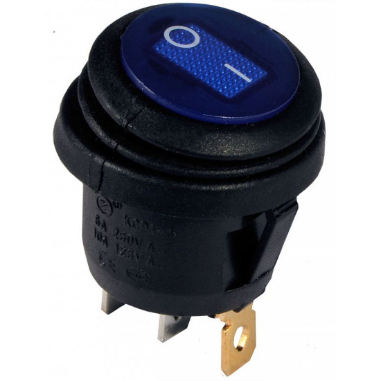 Перемикач Аско-Укрем KCD1-5-101NW BL/B (0-I) IP65 з підсвічуванням круглий синій (A0140040076)