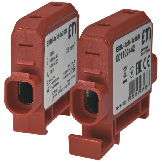 Ввідна силова клема ETI EDBJ-1x35-1x35/R 125A 1000В AC/1500В DC червона (1102442)