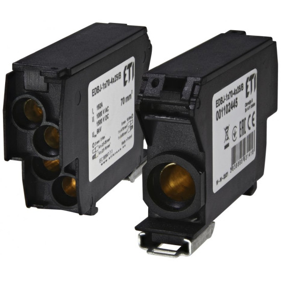 Розподільчий блок ETI EDBJ-1x70-4x25/B 192A 1000V AC/1500В DC чорний (1102445)