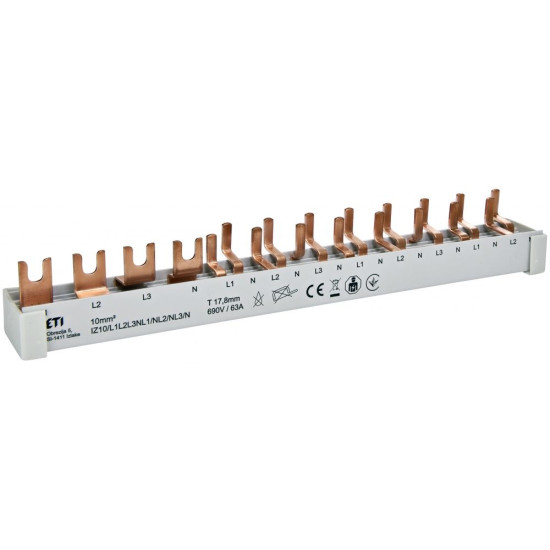 Шина живлення ETI IZ 10/L1L2L3NL1/NL2/NL3/N 3P+N 0,21м Fork 12 модулів (2921276)